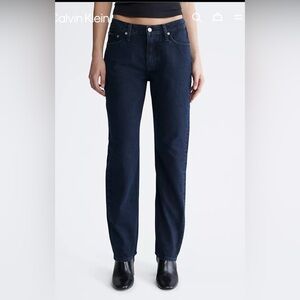 Calvin Klein Women's Blue Jeans Size 24 Straight Leg Dark Wash Stretch Classic